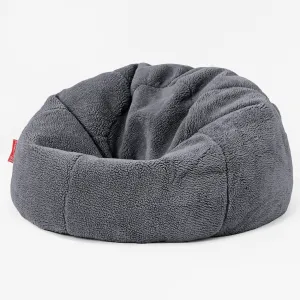 CloudSac Kids Memory Foam Giant Children's Bean Bag 2-12 yr - Teddy Faux Fur Dark Grey