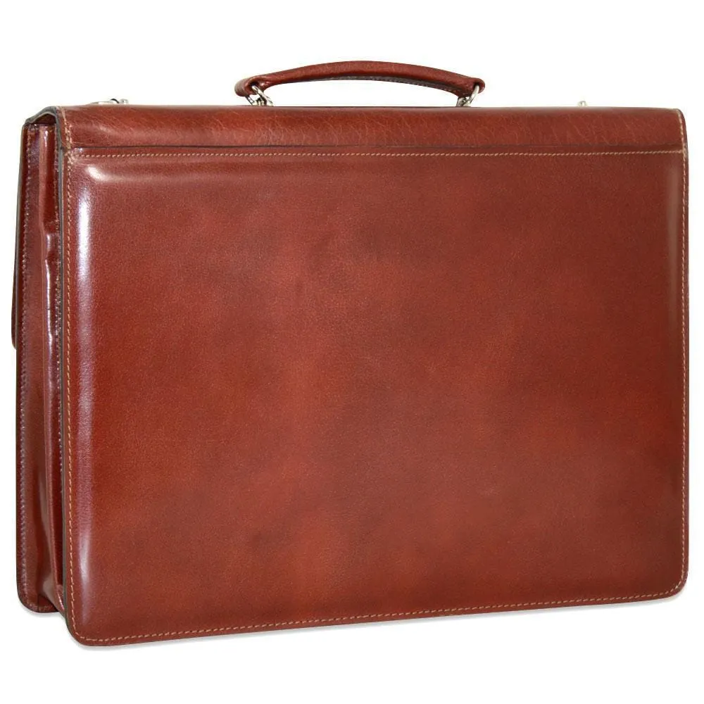 CrookhornDavis Men's Hand Stained Vegetable Tanned Italian Leather Briefcase