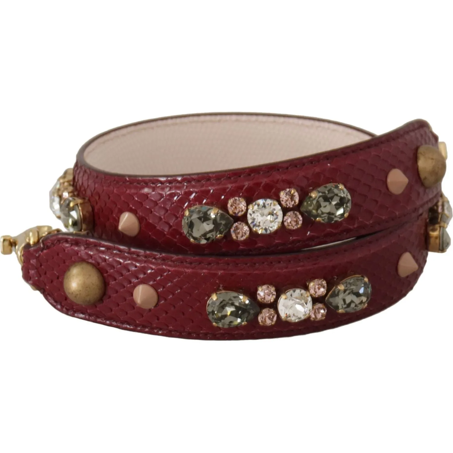 Dolce & Gabbana Elegant Python Leather Bag Strap in Bordeaux