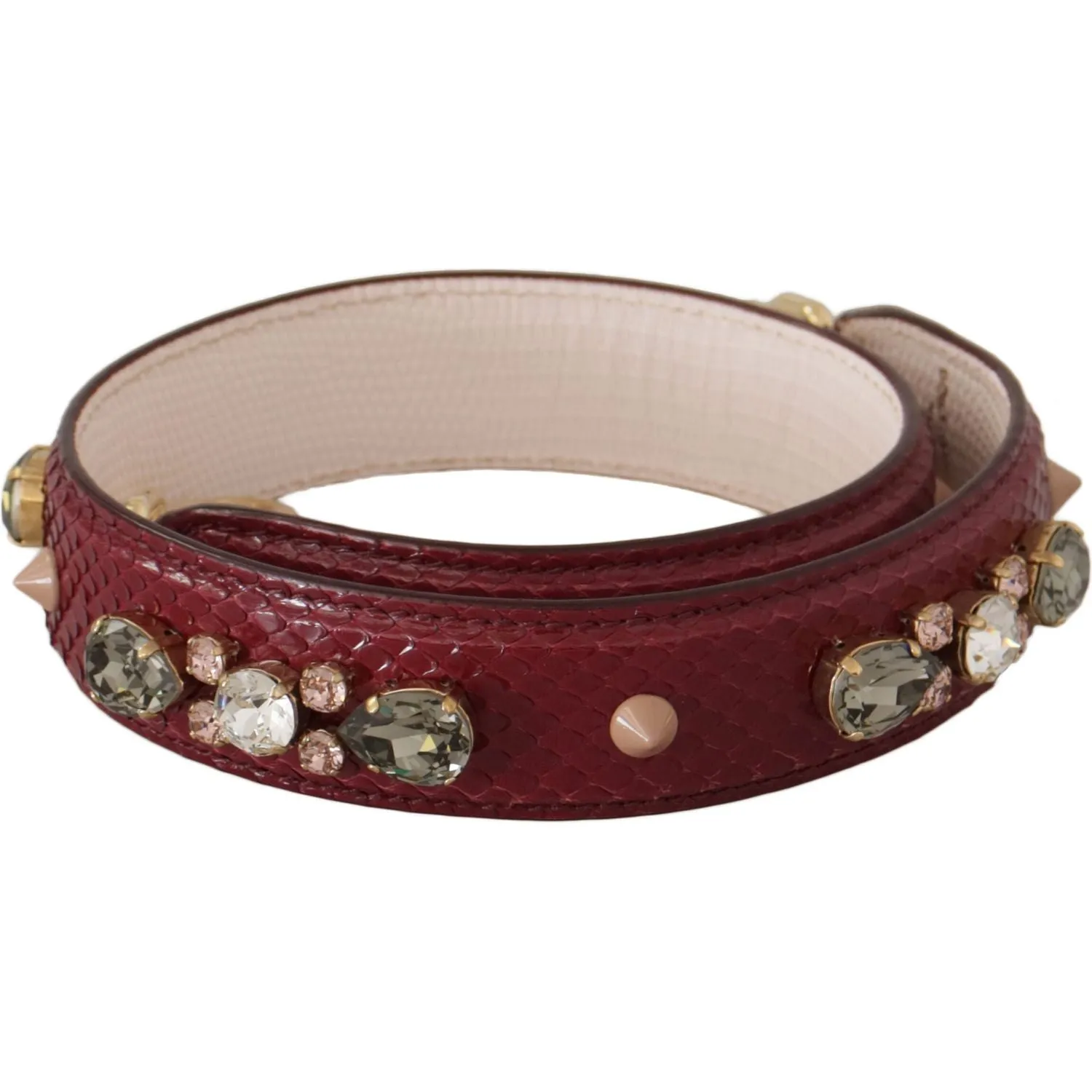 Dolce & Gabbana Elegant Python Leather Bag Strap in Bordeaux