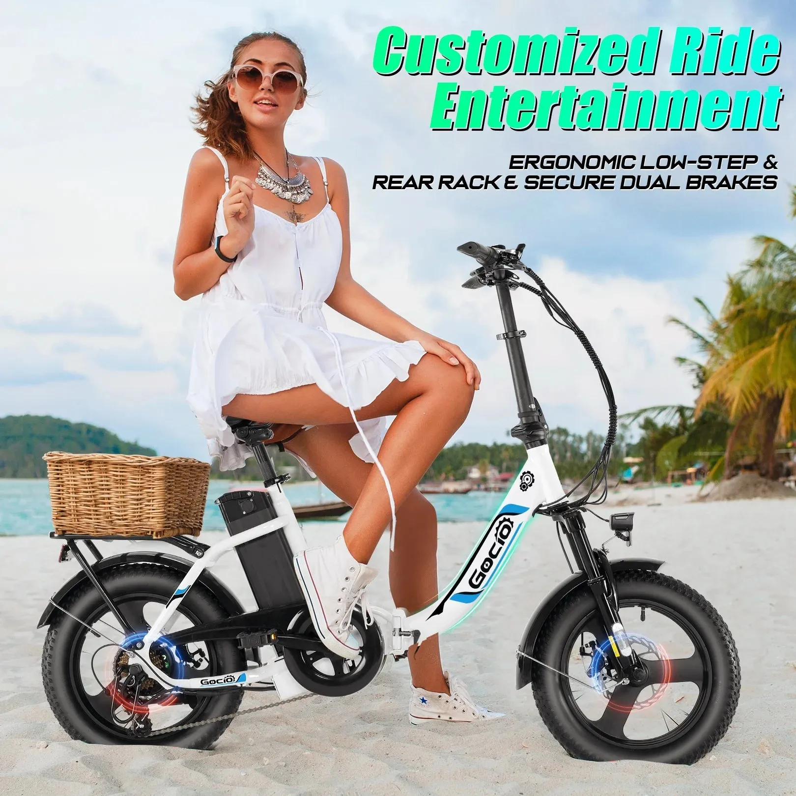 Electric Bike 3.0 Fat Tire Foldable Ebike, 374.4Wh Battery, 48V 350W Electric Commuter City Bicycle Low-Step E Bike with LCD, 16" One-Piece Tire Folding Electric Bike for Women Men Adults UL2849