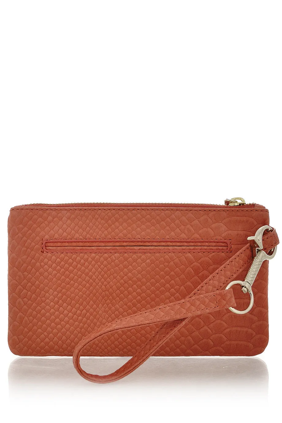 ELLIOTT LUCCA CORDOBA Coral Leather Clutch