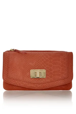 ELLIOTT LUCCA CORDOBA Coral Leather Clutch