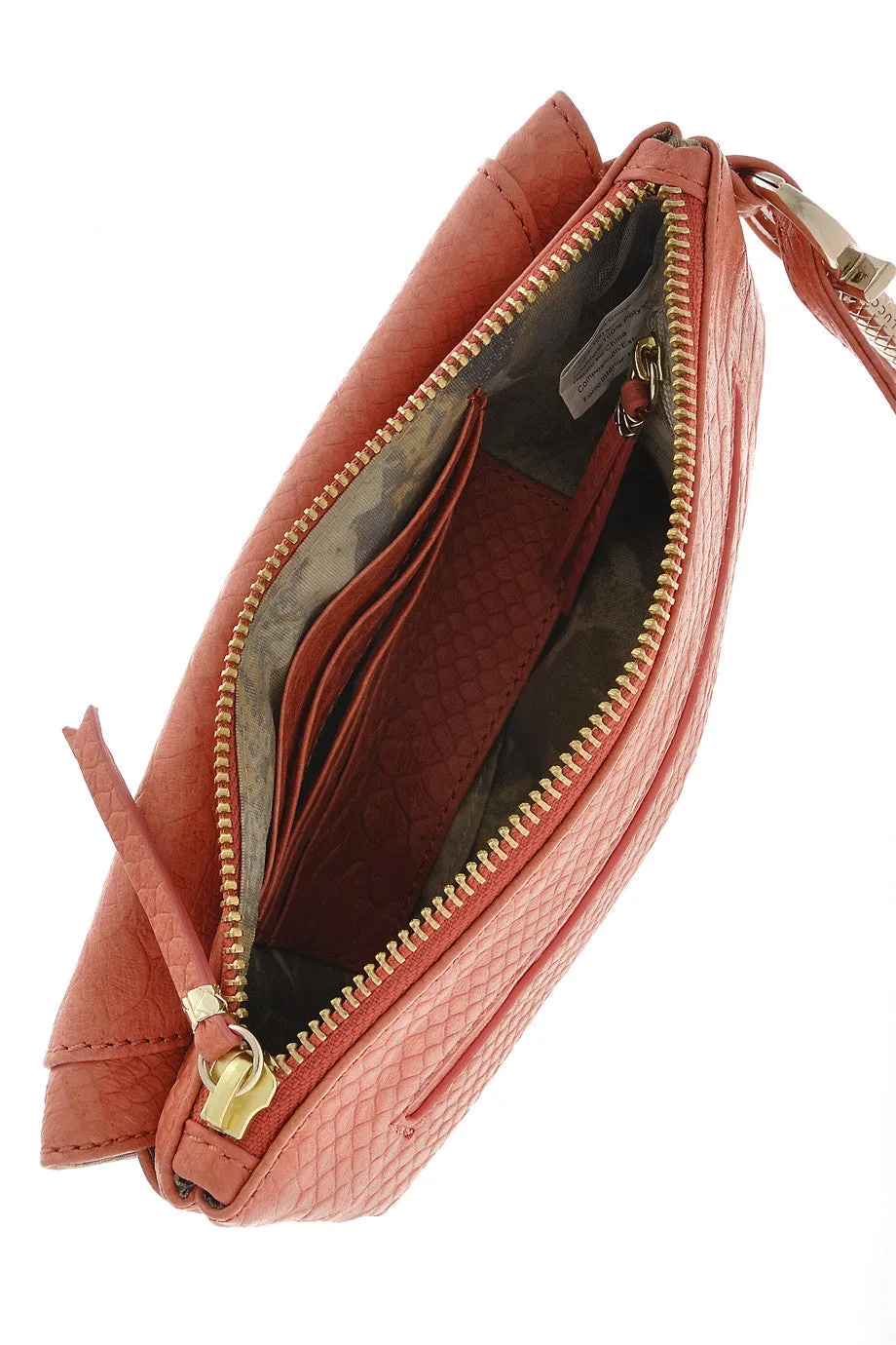 ELLIOTT LUCCA CORDOBA Coral Leather Clutch