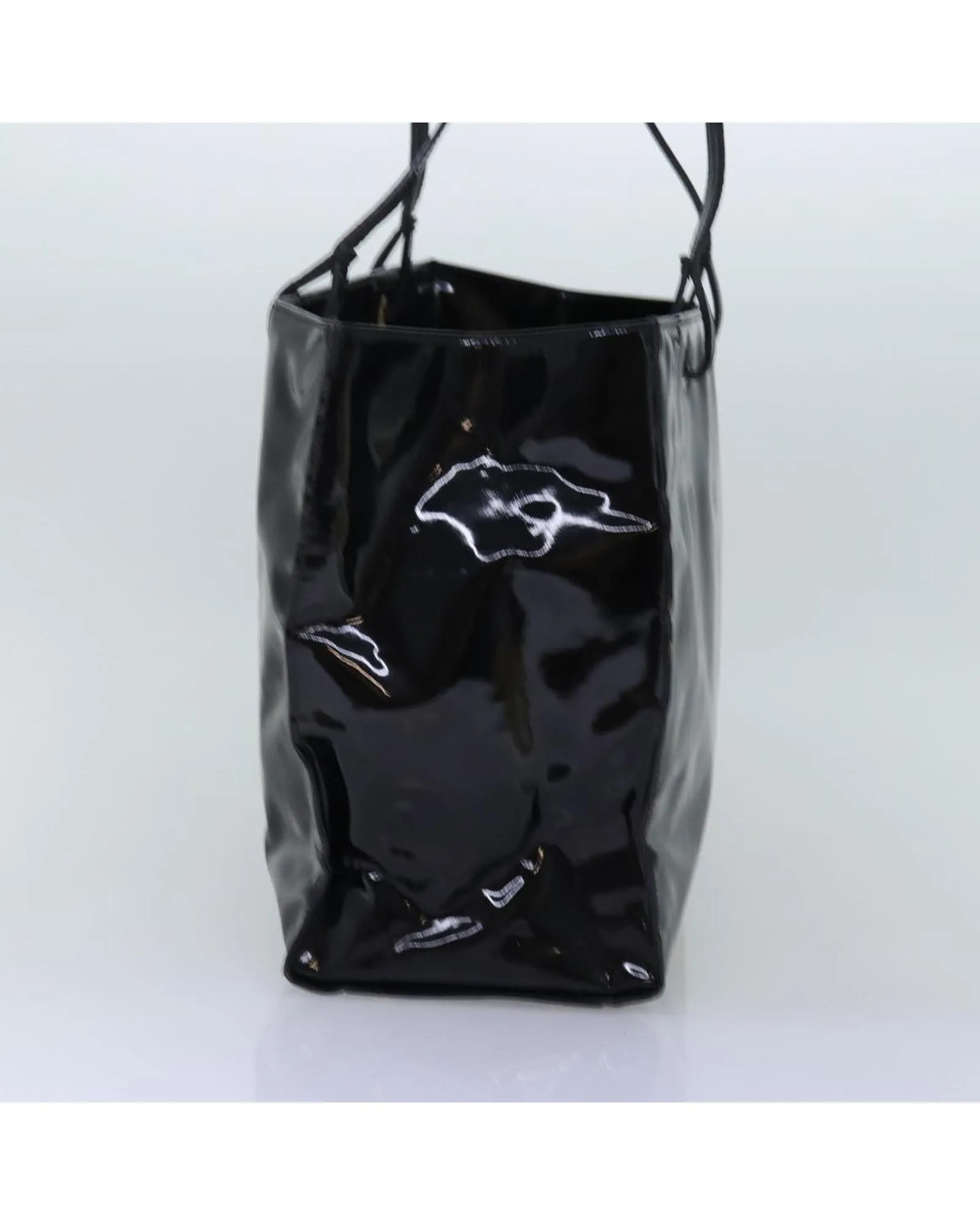 Enamel Black Tote Bag - Italian Made with Dust Bag - Rank C