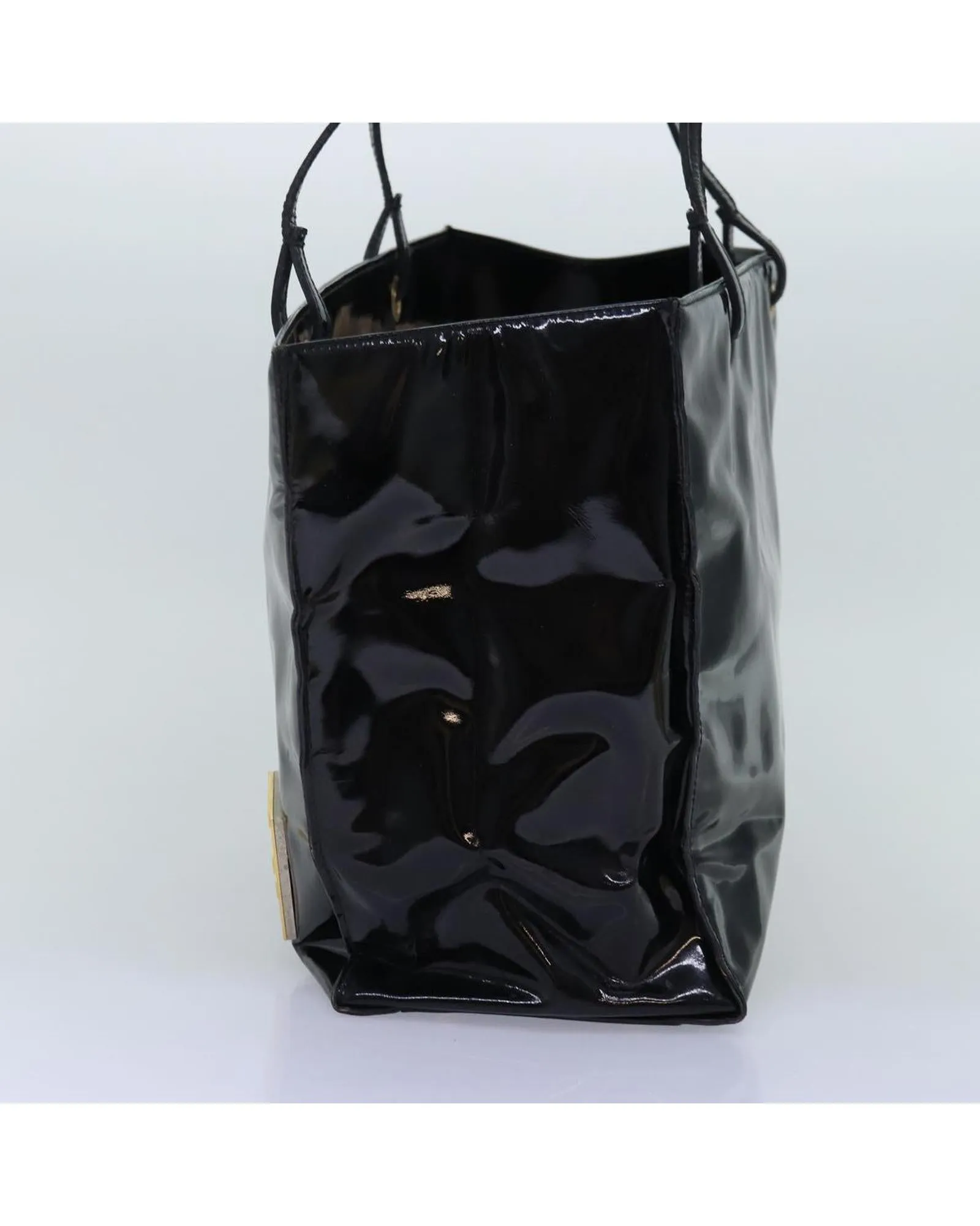 Enamel Black Tote Bag - Italian Made with Dust Bag - Rank C