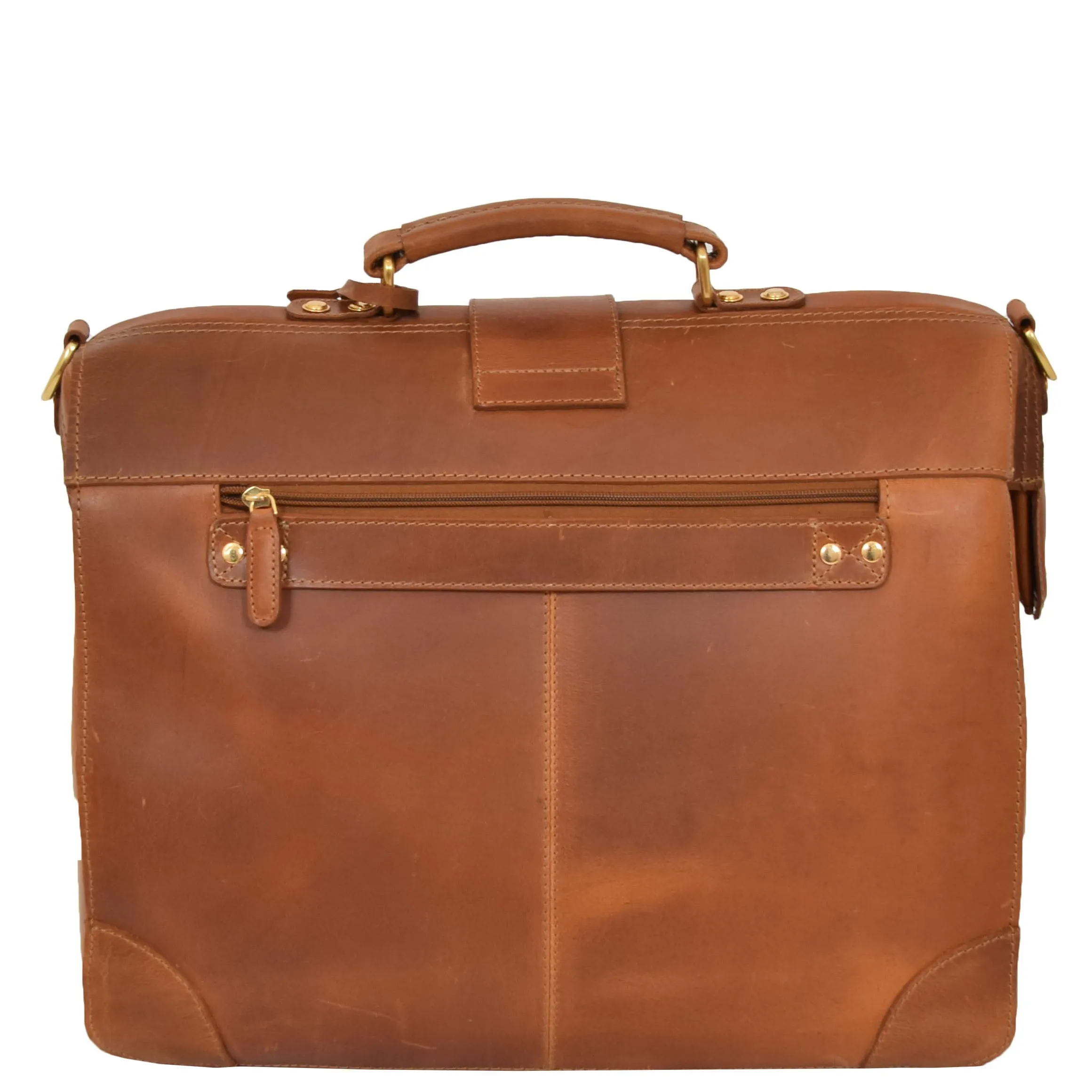 Genuine Leather Doctors Briefcase Gladstone Bag Duke Tan