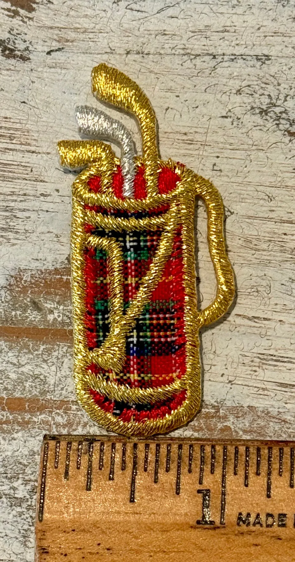 Gold & Plaid Golf Iron On Patches