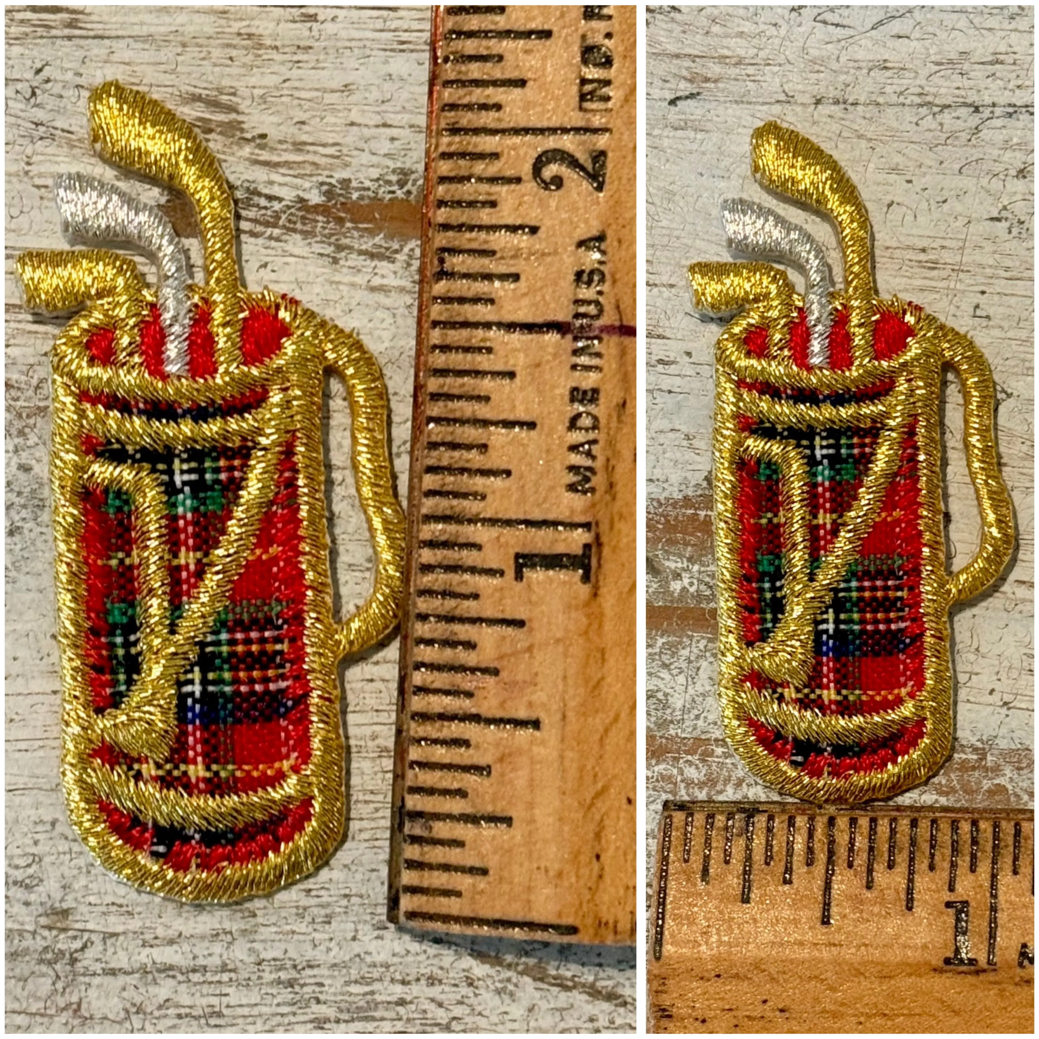 Gold & Plaid Golf Iron On Patches