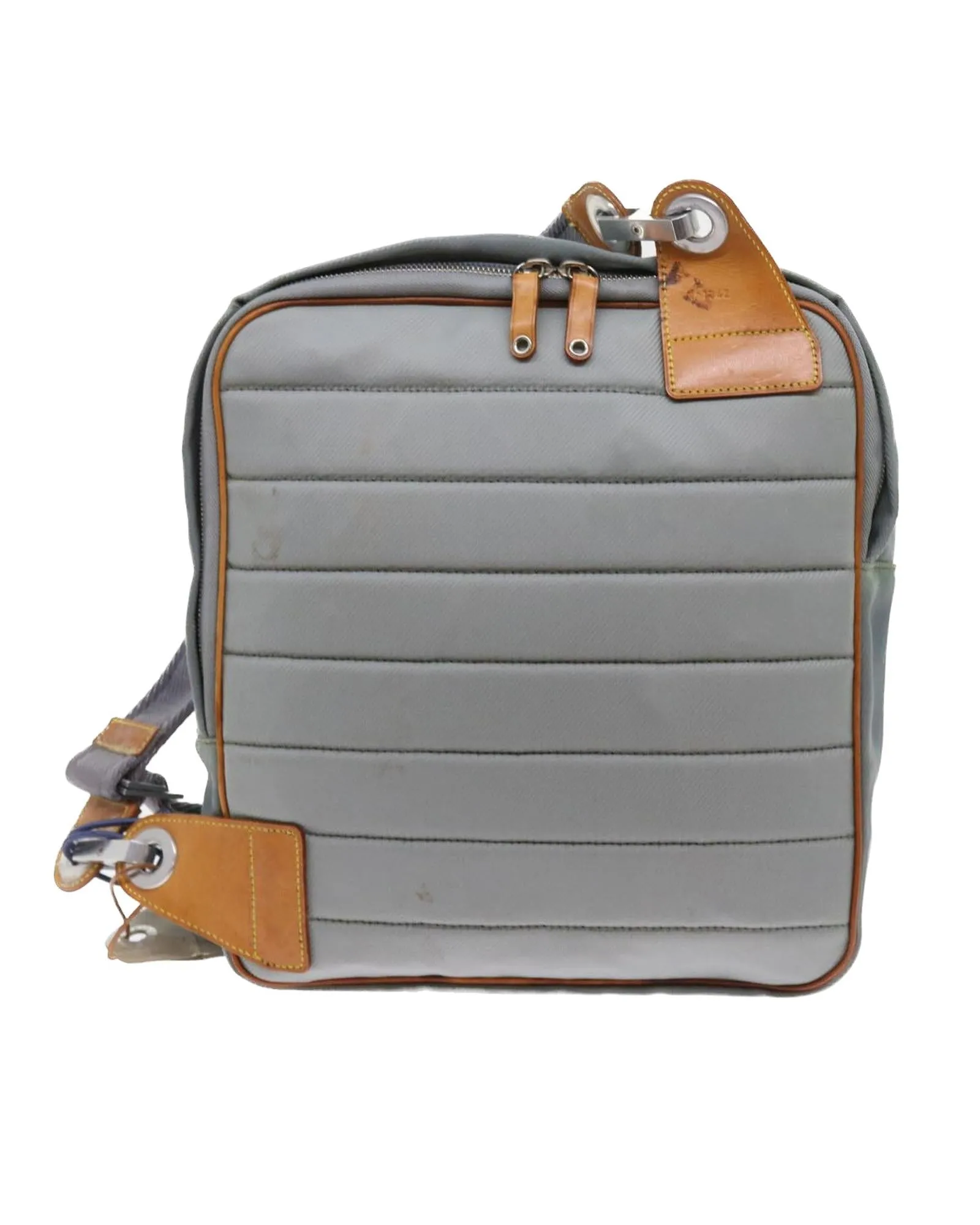 Gray Canvas Shoulder Bag with Adjustable Strap