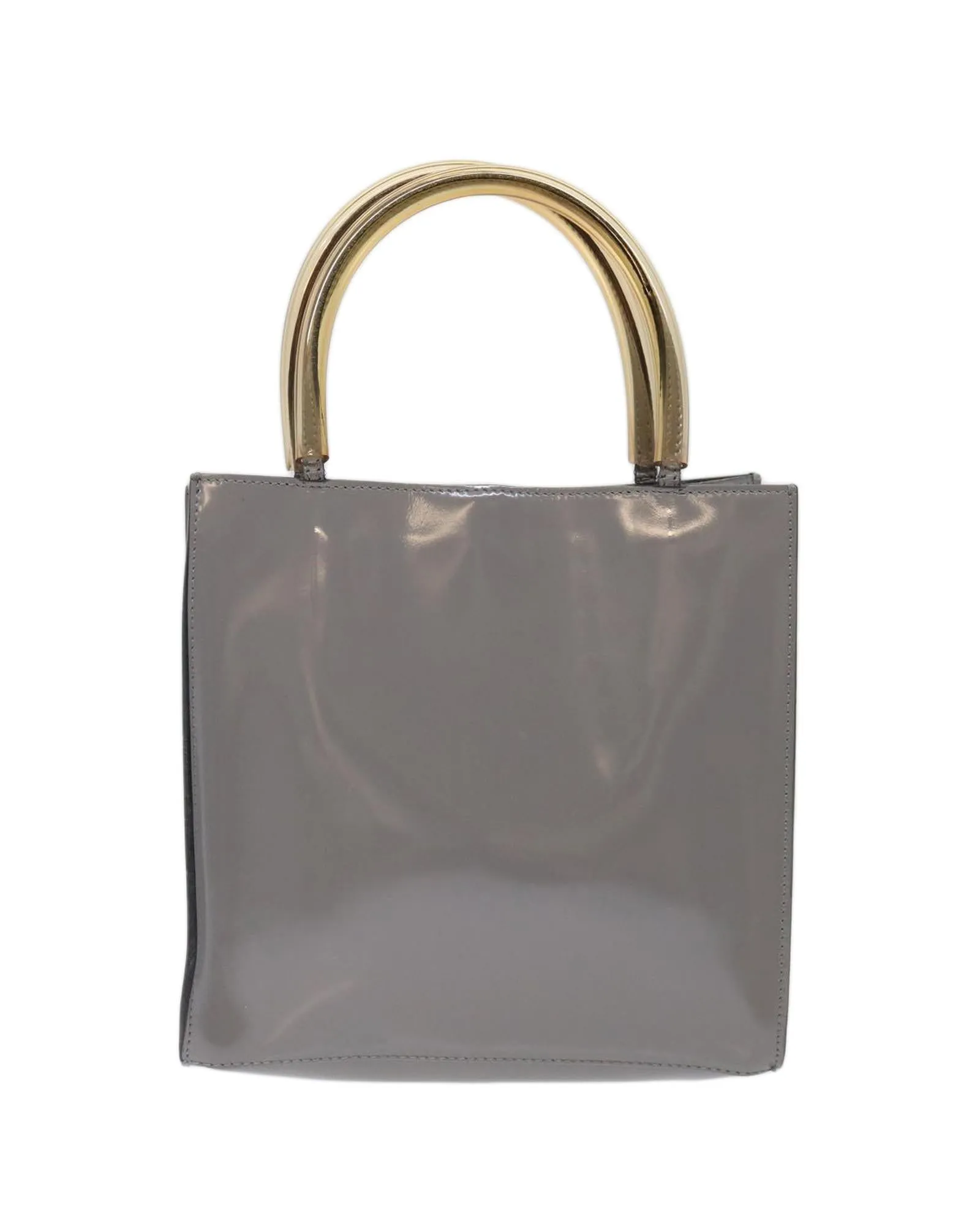 Gray Patent Leather Hand Bag by Salvatore Ferragamo