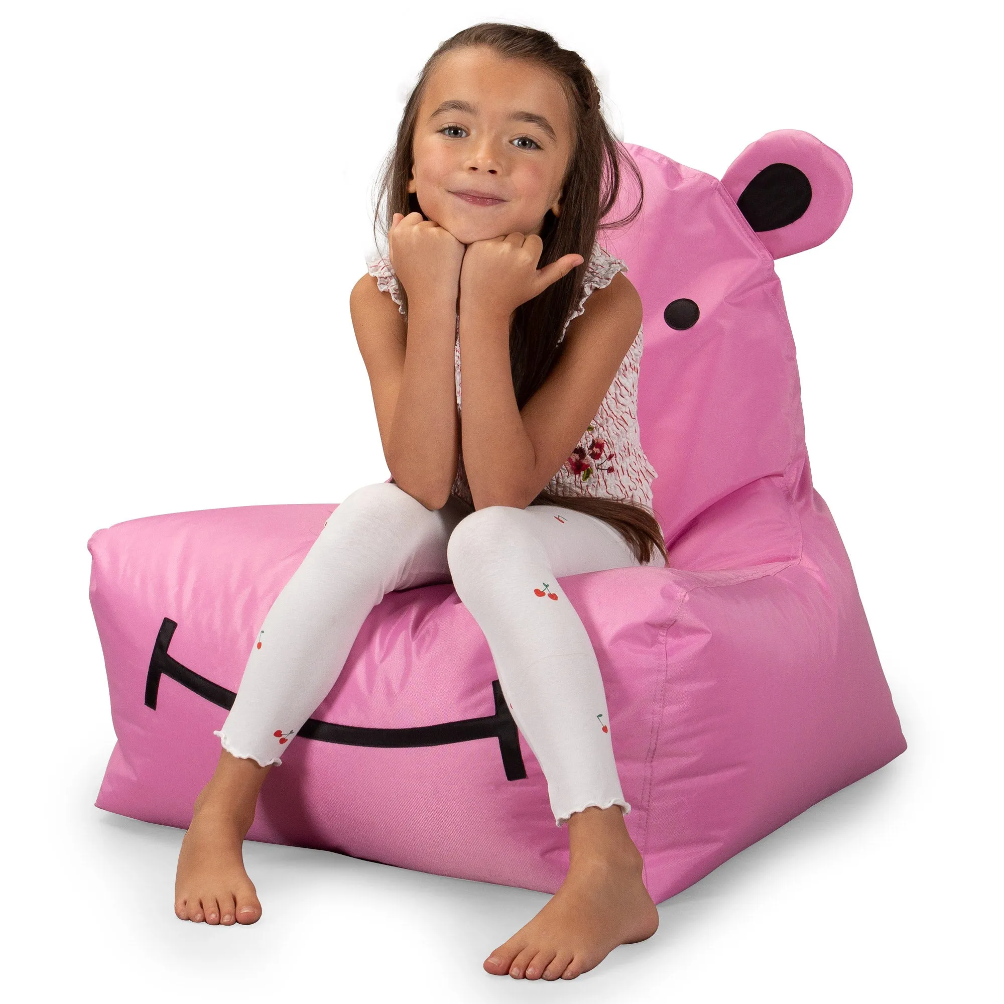 Hippo Kids Waterproof Bean Bag Chair 3-8 yr - SmartCanvas™ Cerise Pink