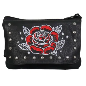 Hot Leathers CPE2103 Embroidered Clip Pouch Purse with Rose and Stars