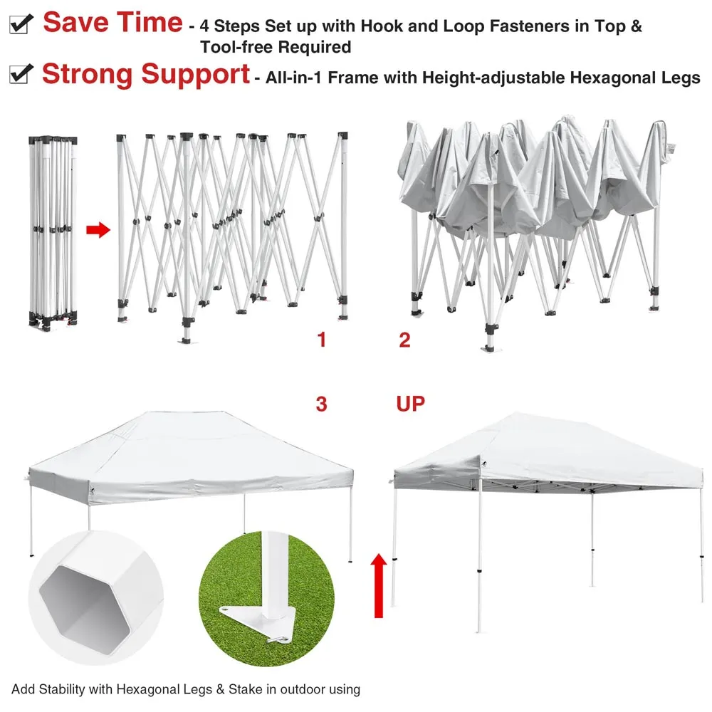 InstaHibit Waterproof Pop Up Canopy COMML. Instant Canopy 10x15 CPAI-84