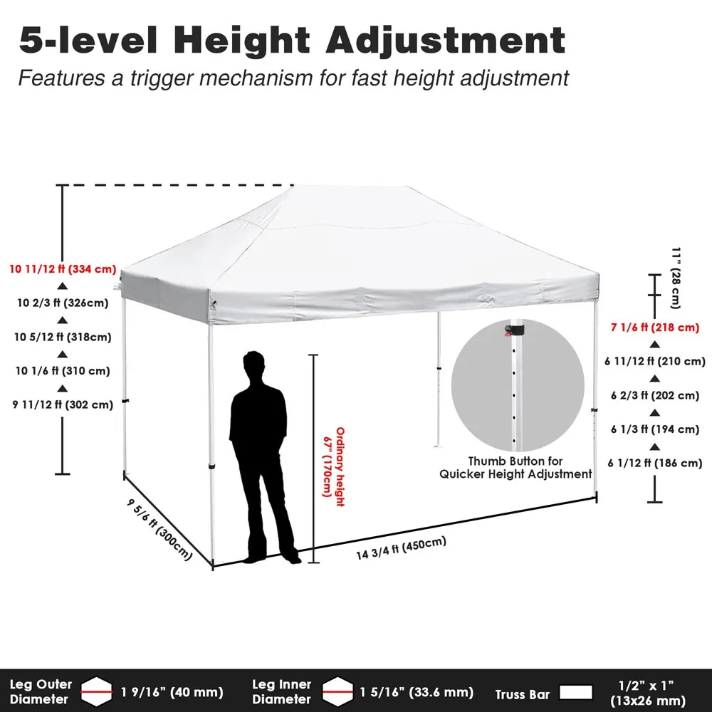 InstaHibit Waterproof Pop Up Canopy COMML. Instant Canopy 10x15 CPAI-84