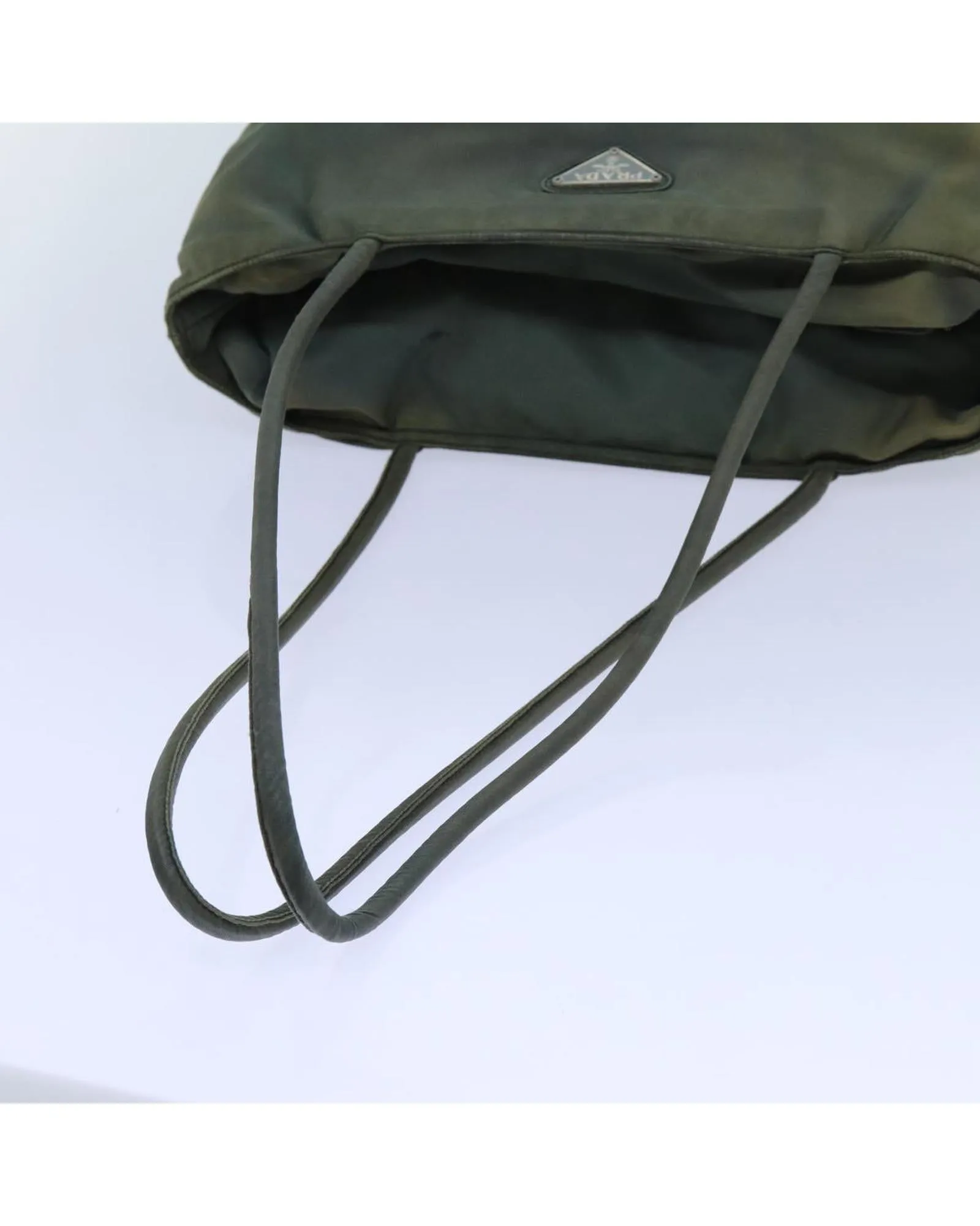 Khaki Nylon Shoulder Bag with 28cm Drop