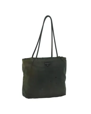 Khaki Nylon Shoulder Bag with 28cm Drop