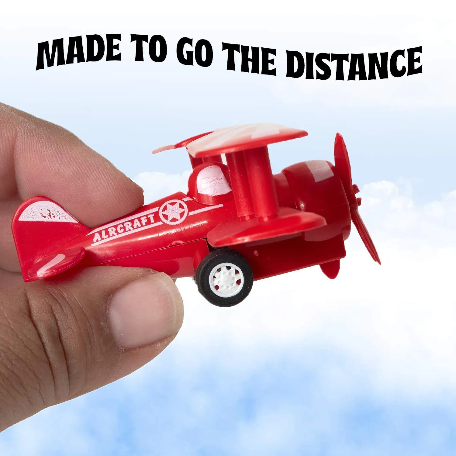 Kicko Pull Back Airplane Toys - Plastic Friction Plane - for Gifts, Party Favors, School