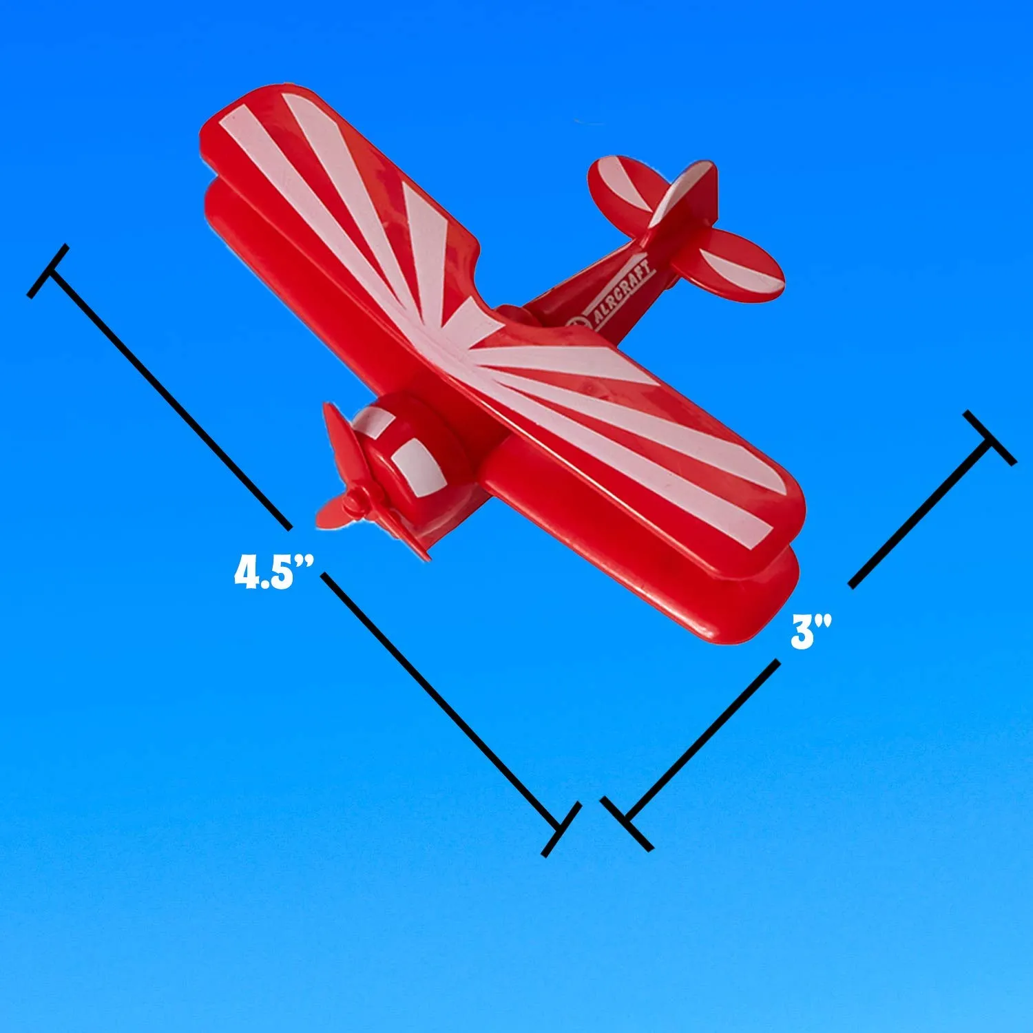 Kicko Pull Back Airplane Toys - Plastic Friction Plane - for Gifts, Party Favors, School