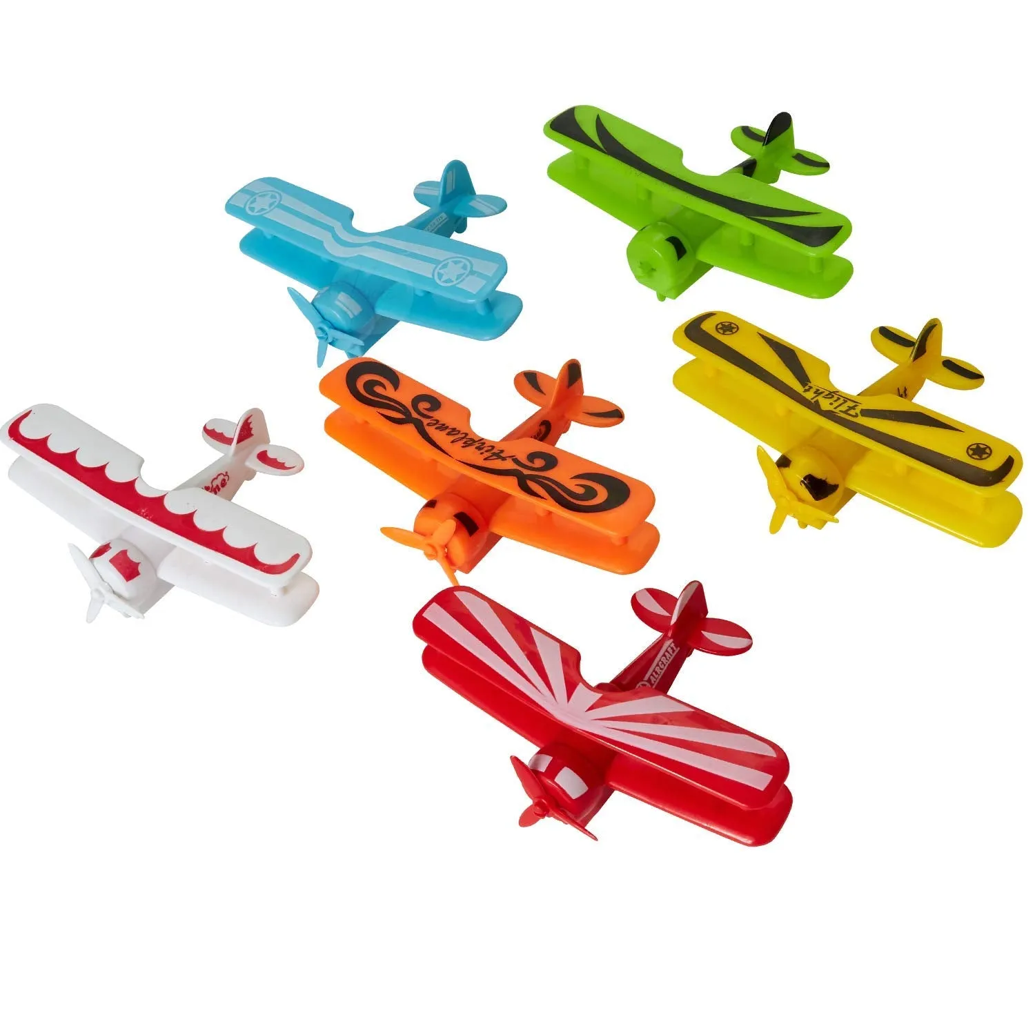 Kicko Pull Back Airplane Toys - Plastic Friction Plane - for Gifts, Party Favors, School