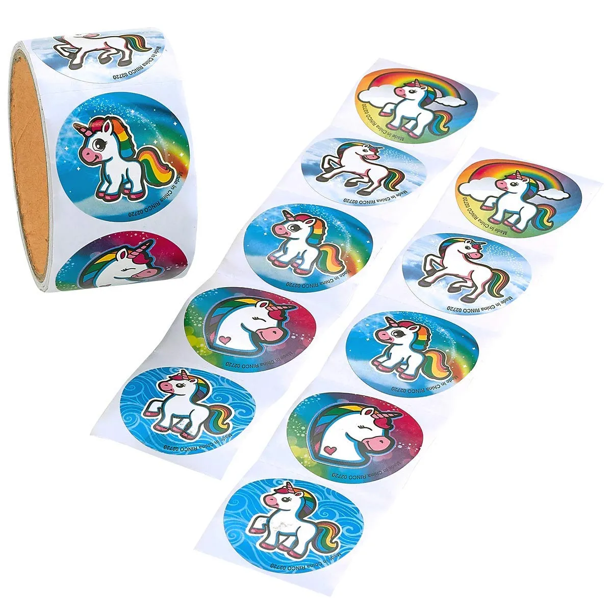 Kicko Unicorn Emoticon Sticker Rolls - 1.5 Inch Decal Stickers - 100 Pcs - Reward Stickers