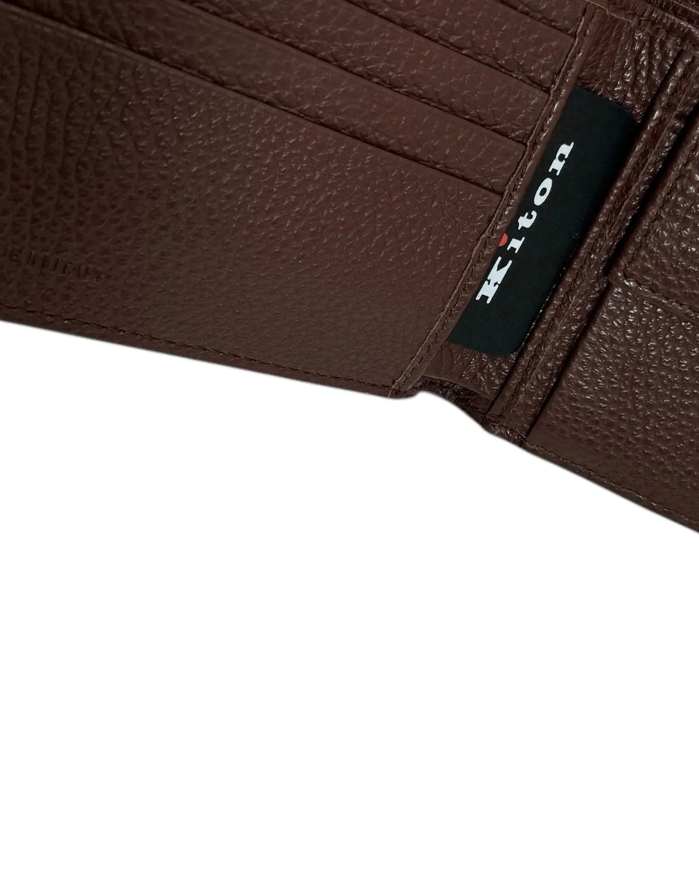 Kiton Wallet - Brown Grain Leather Men Wallet Bifold With Coin Pocket SALE