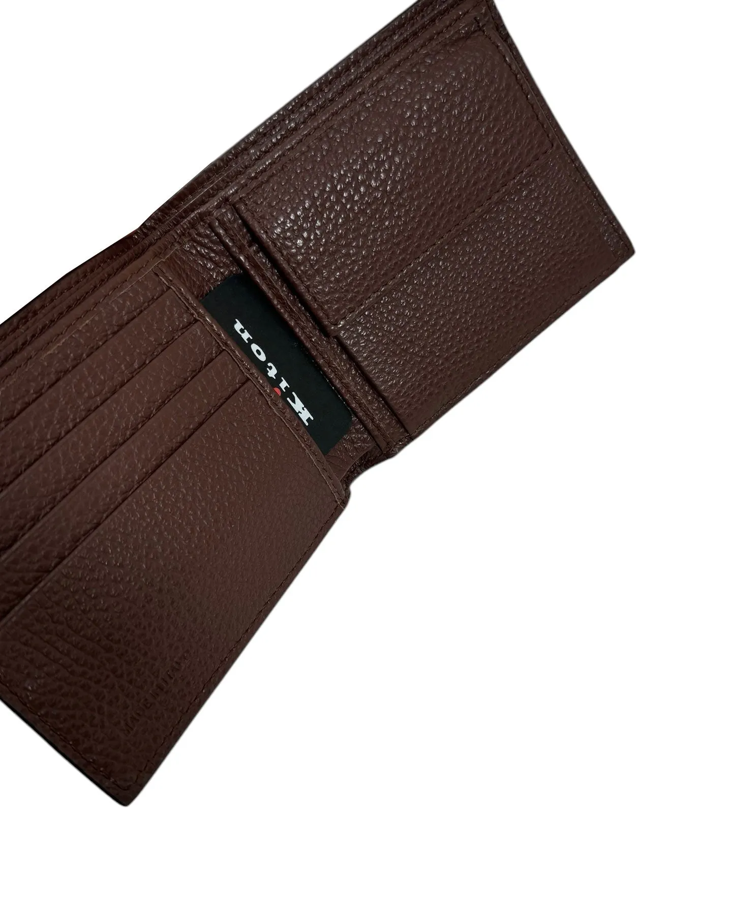 Kiton Wallet - Brown Grain Leather Men Wallet Bifold With Coin Pocket SALE