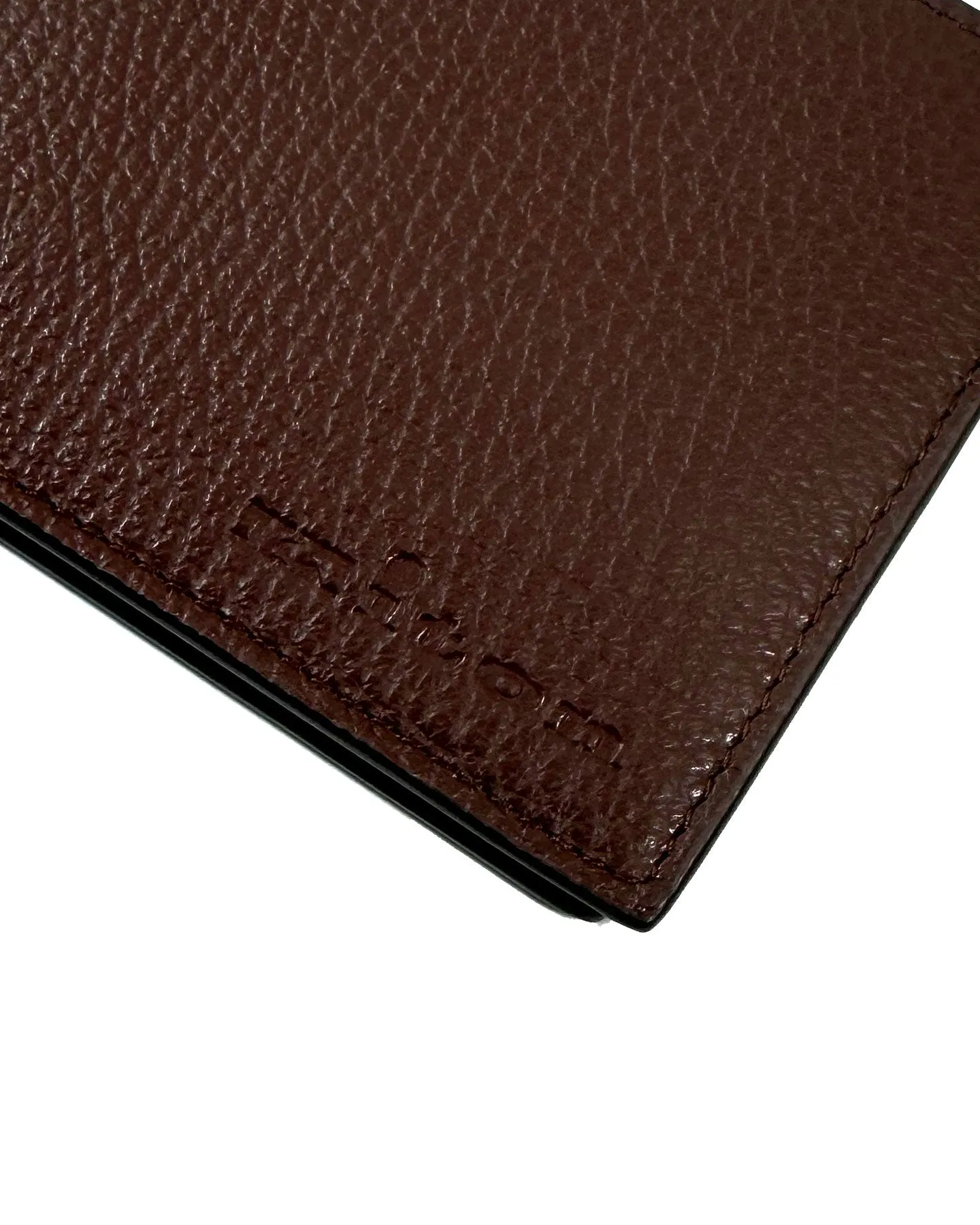 Kiton Wallet - Brown Grain Leather Men Wallet Bifold With Coin Pocket SALE