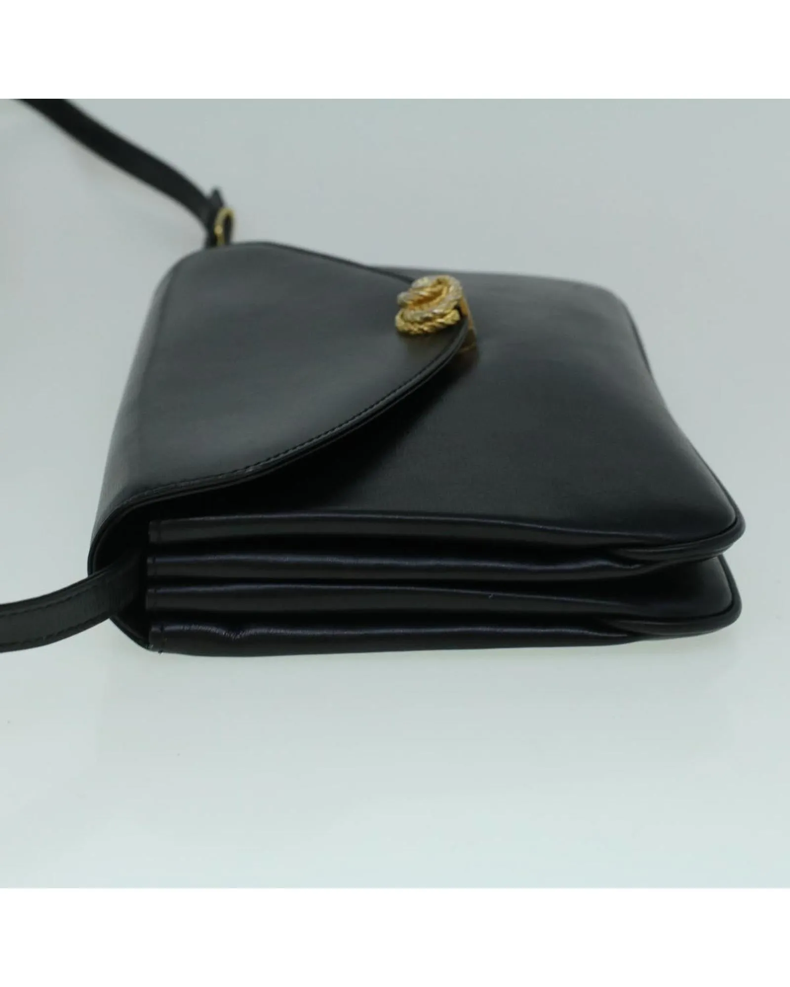 Leather Black Shoulder Bag with Accessories - Rank C