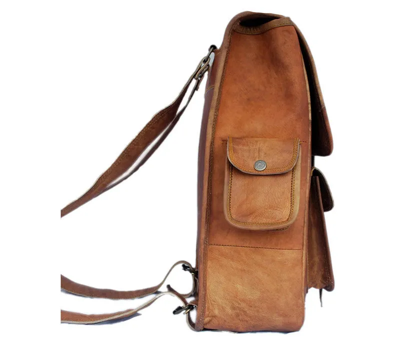 Leather Satchel Backpack 16"