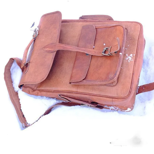 Leather Satchel Backpack 16"