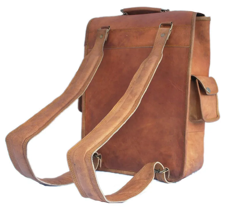 Leather Satchel Backpack 16"