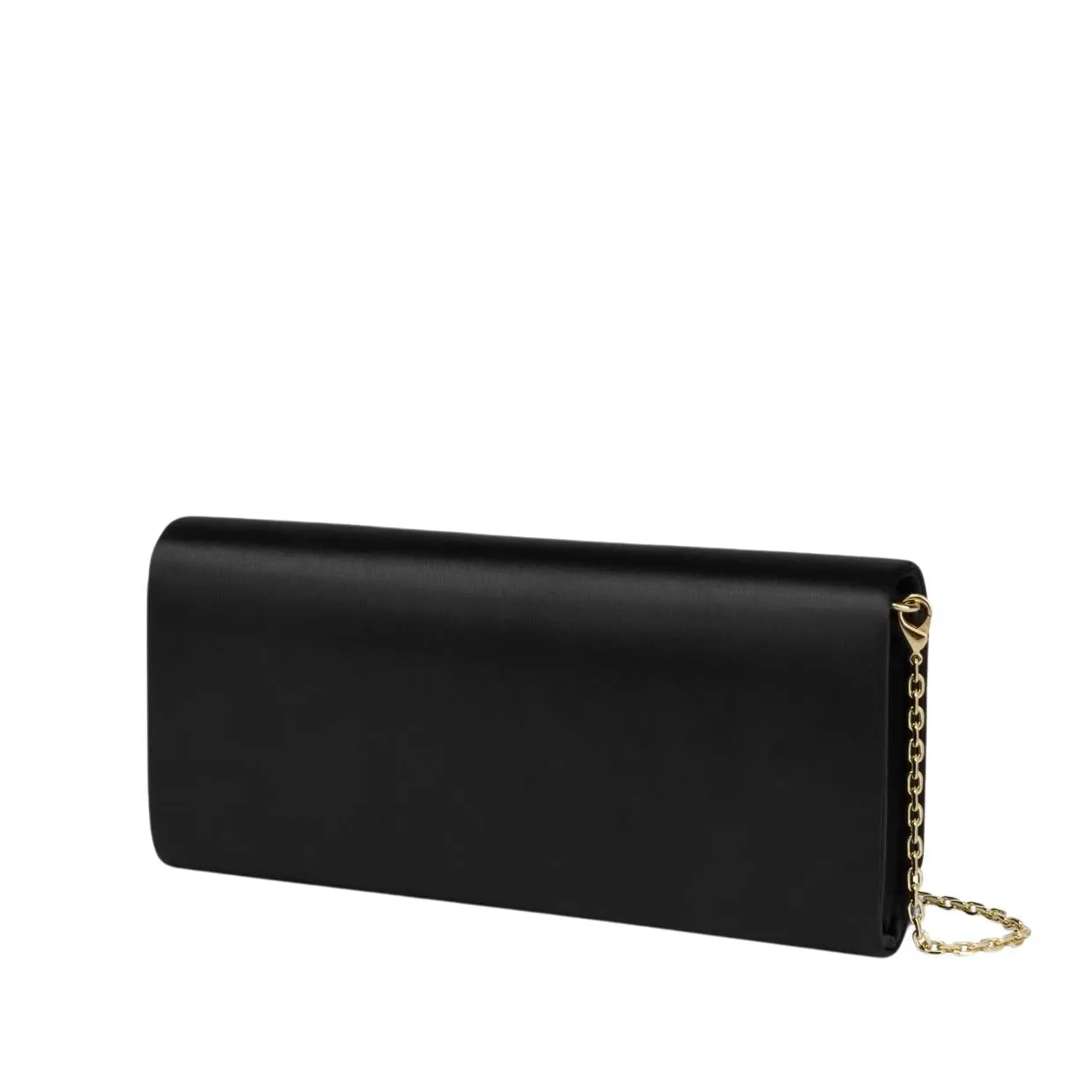 Love Moschino Rhinestones Heart Logo Black Satin Clutch Bag