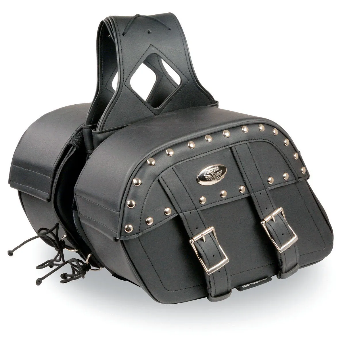 Milwaukee Leather MP8330 Black Medium Zip-Off PVC Studded Throw Over Saddlebags