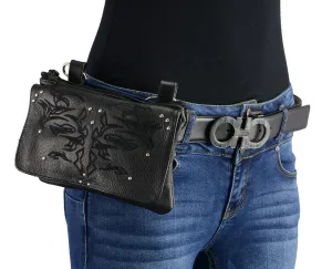 Milwaukee Leather MP8852 Women's Black Leather Multi Pocket Belt Bag