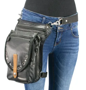 Milwaukee Leather MP8882 Black Conceal and Carry Leather Thigh Bag with Waist Belt