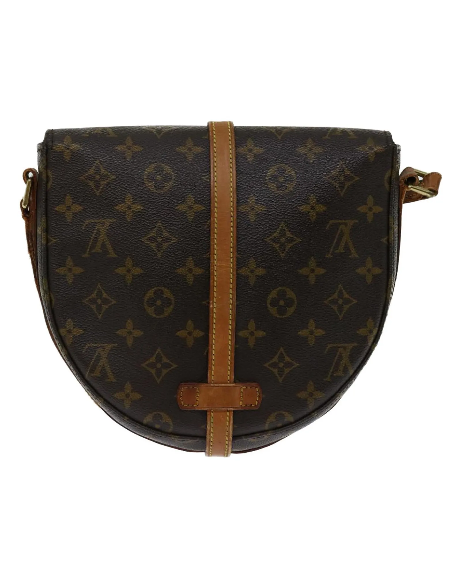 Monogram Shoulder Bag with Flap Closure and Gold-tone Hardware