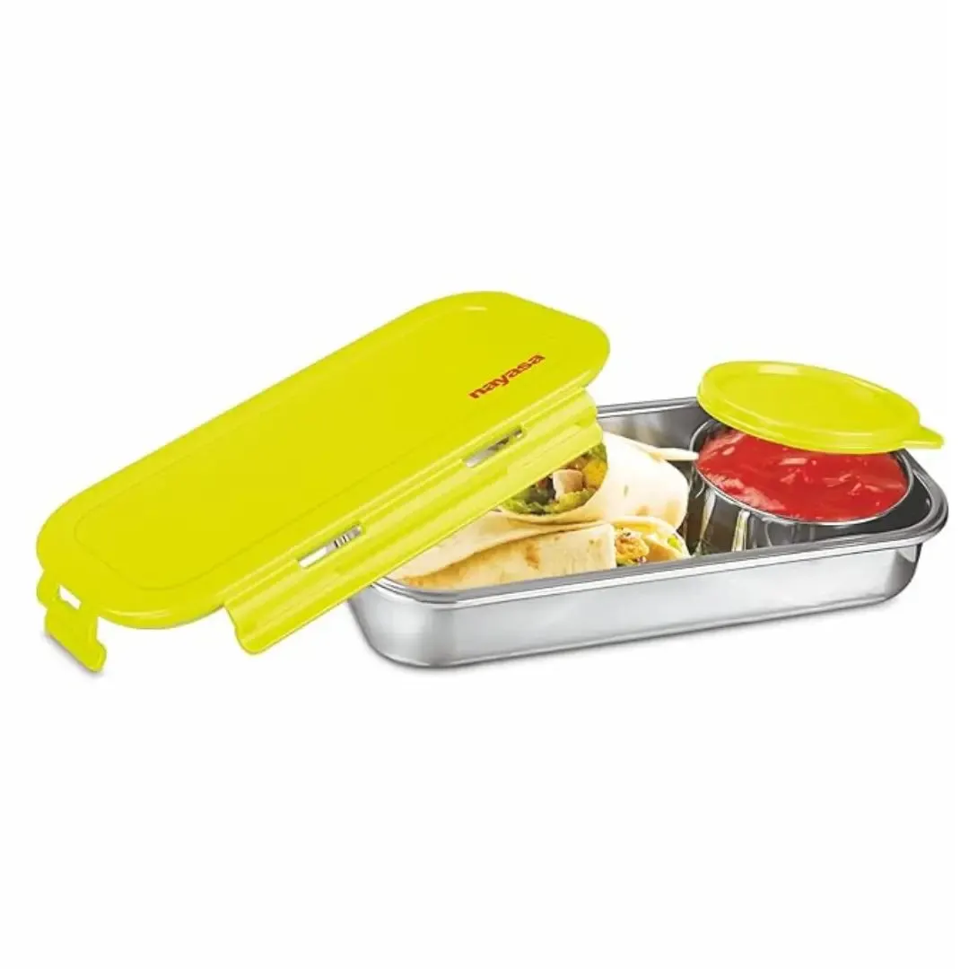 Nayasa Green Eco Roti Lunch Box - Stainless Steel Office, School and Picnic Tiffin Box (580ML)