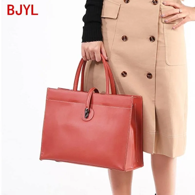 New 13.3" Genuine Leather Women Briefcase Tote Bags