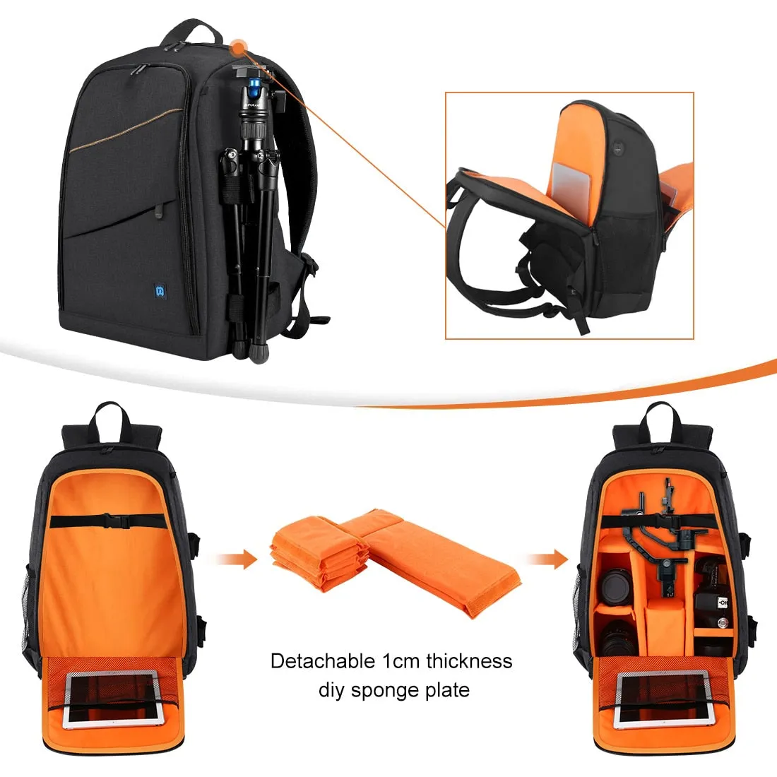 PULUZ Outdoor Portable Waterproof Scratch-proof Dual Shoulders Backpack Camera Bag Digital DSLR Photo Video Bag, laptop backpack