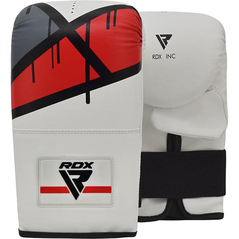 RDX F7 4ft / 5ft 3-in-1 Ego White / Red Training Punch Bag with Mitts Set