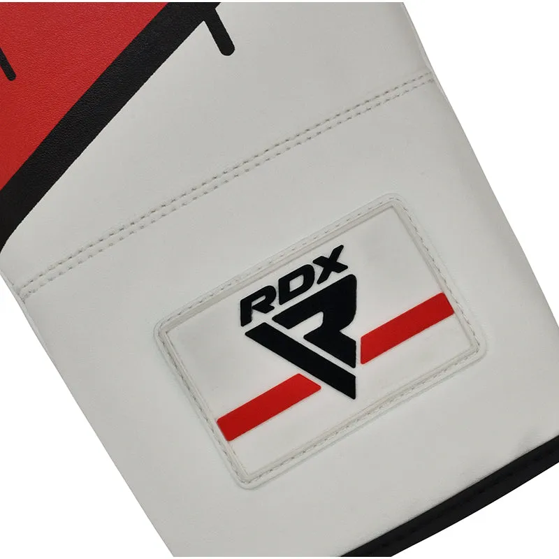 RDX F7 4ft / 5ft 3-in-1 Ego White / Red Training Punch Bag with Mitts Set