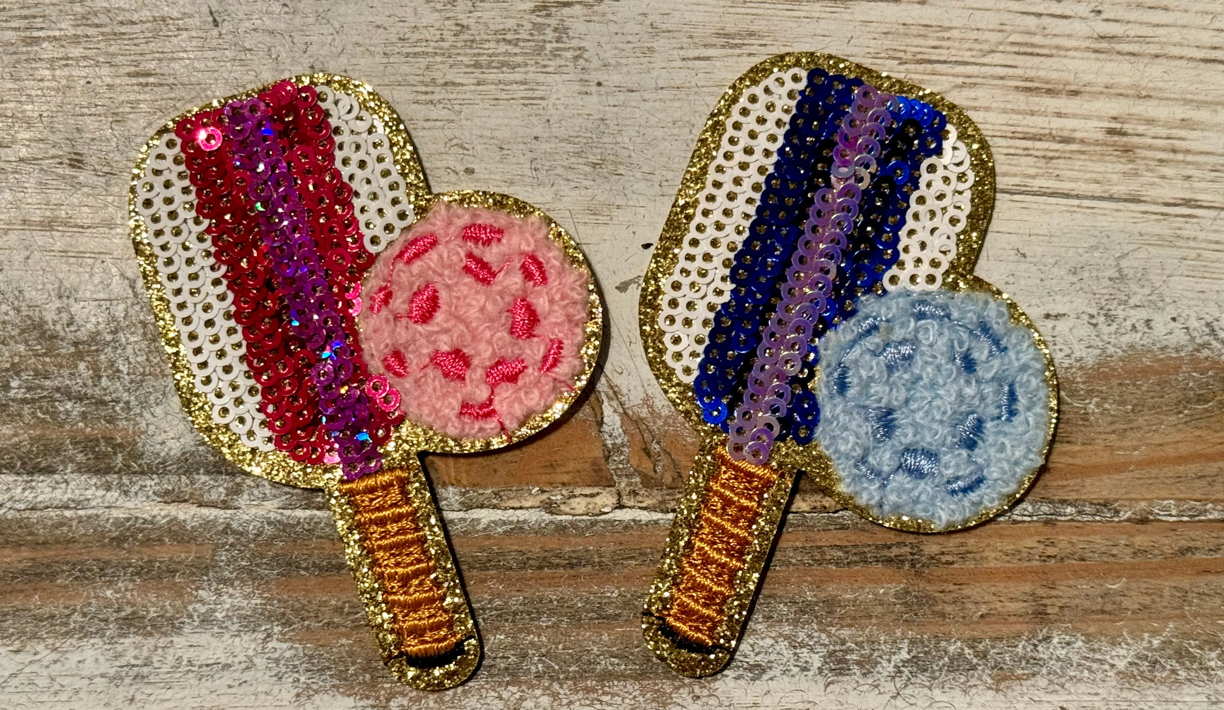 Sequined Pickle Ball Iron On Patches