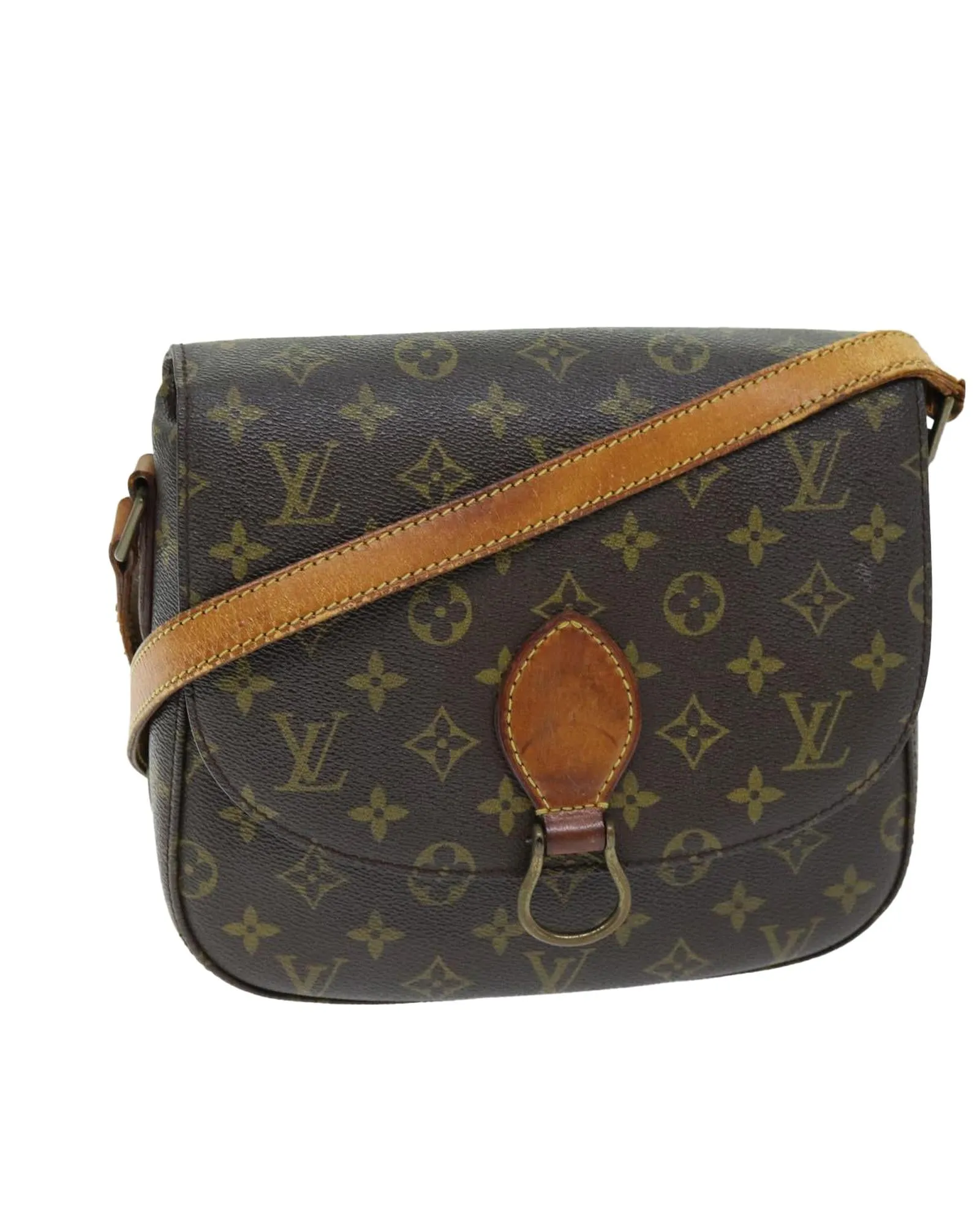 Vintage Monogram Canvas Shoulder Bag with Adjustable Strap