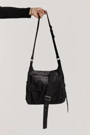 Washed Black Stellar Denim Messenger Bag