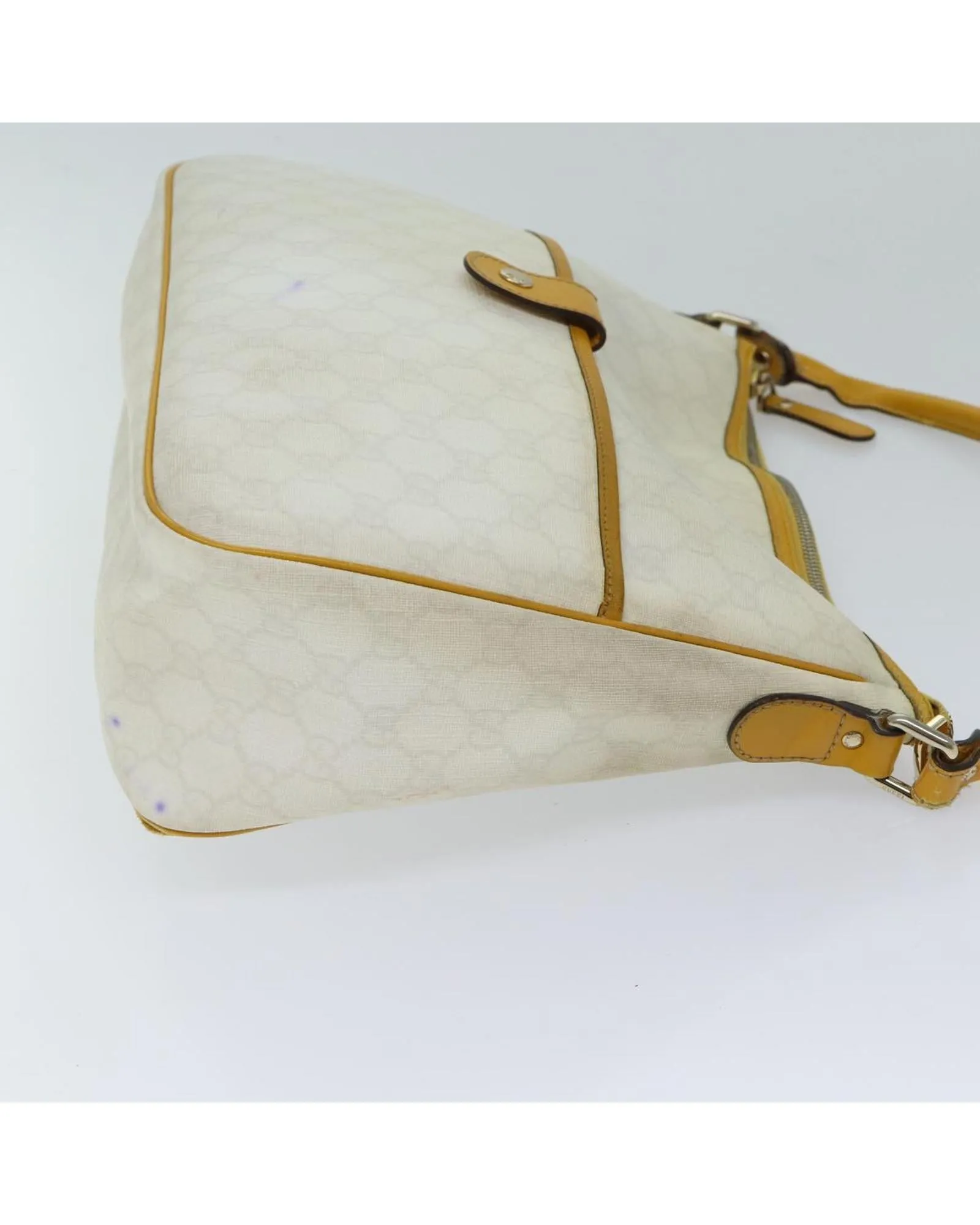 White and Yellow GG Canvas Shoulder Bag