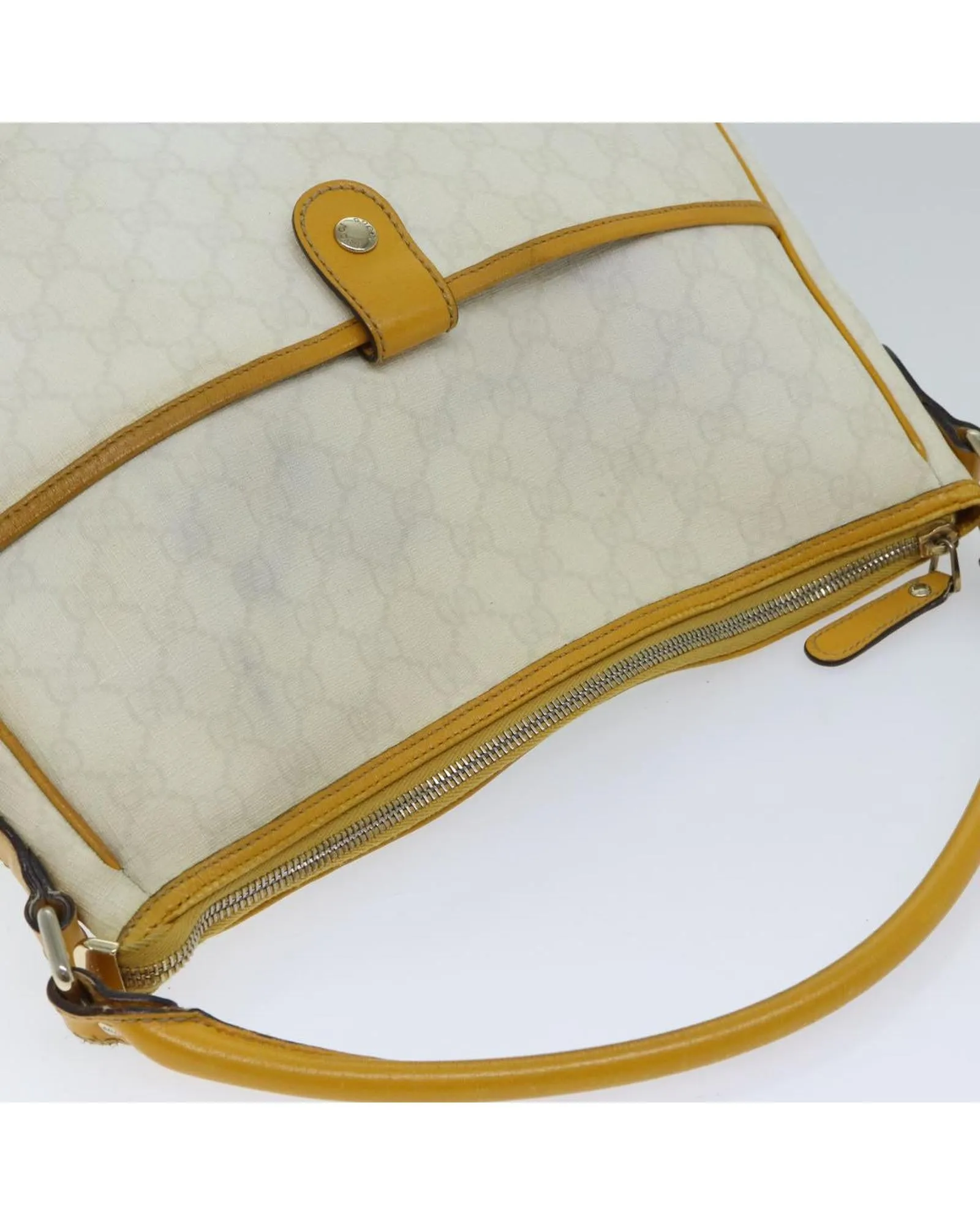 White and Yellow GG Canvas Shoulder Bag