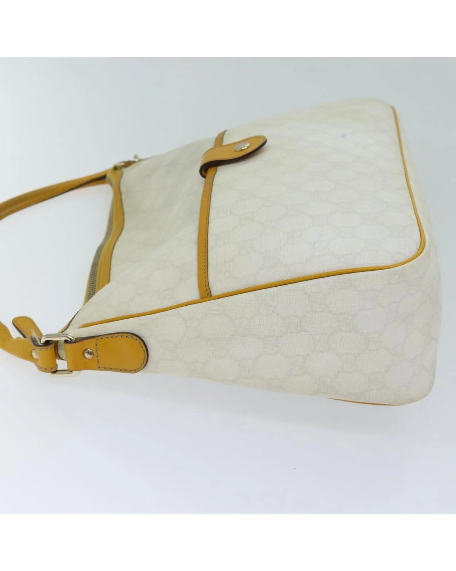 White and Yellow GG Canvas Shoulder Bag