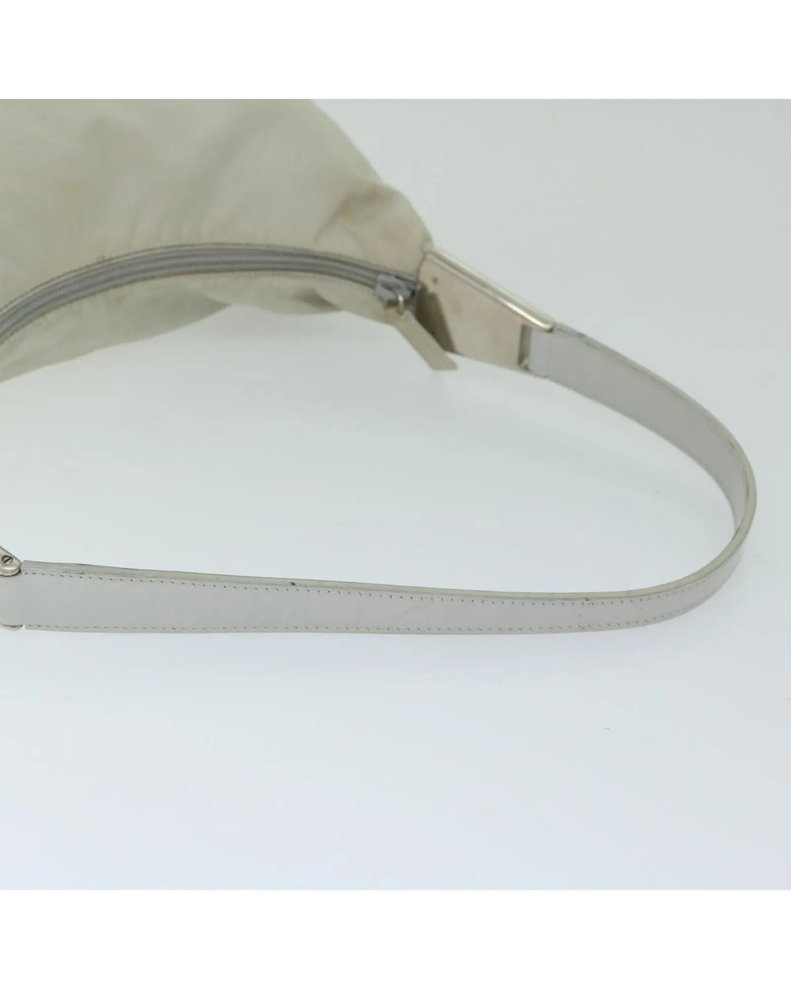 White Nylon Shoulder Bag with 25cm Drop