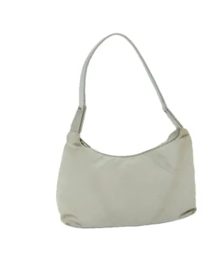 White Nylon Shoulder Bag with 25cm Drop